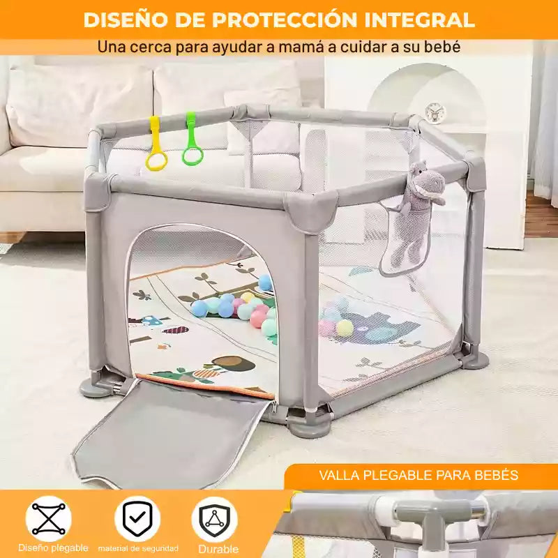 ¡HexaSafe Haven! Tu Rincón Seguro y Versátil para el Descubrimiento de tu Bebé 🛡️✨