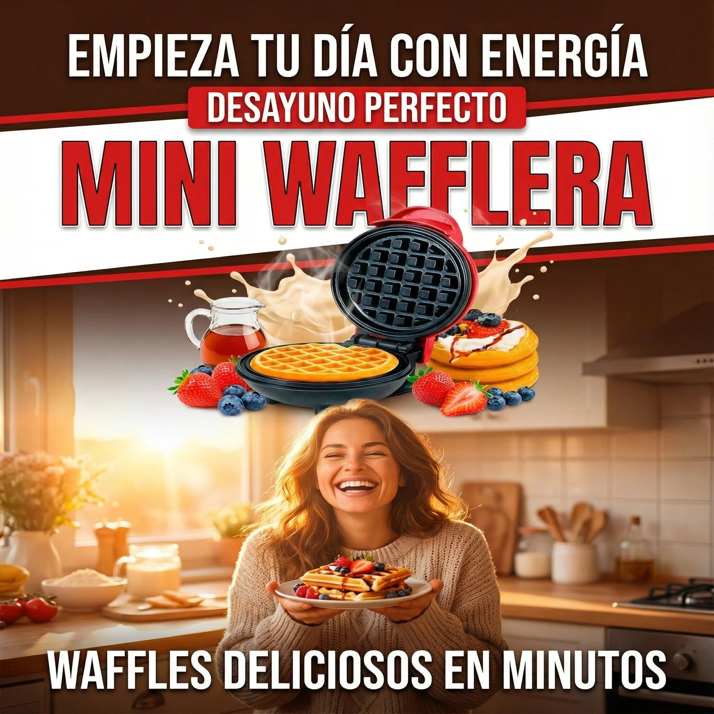 Mini Waflera Eléctrica 350W | Waffles Perfectos en Minutos🧇