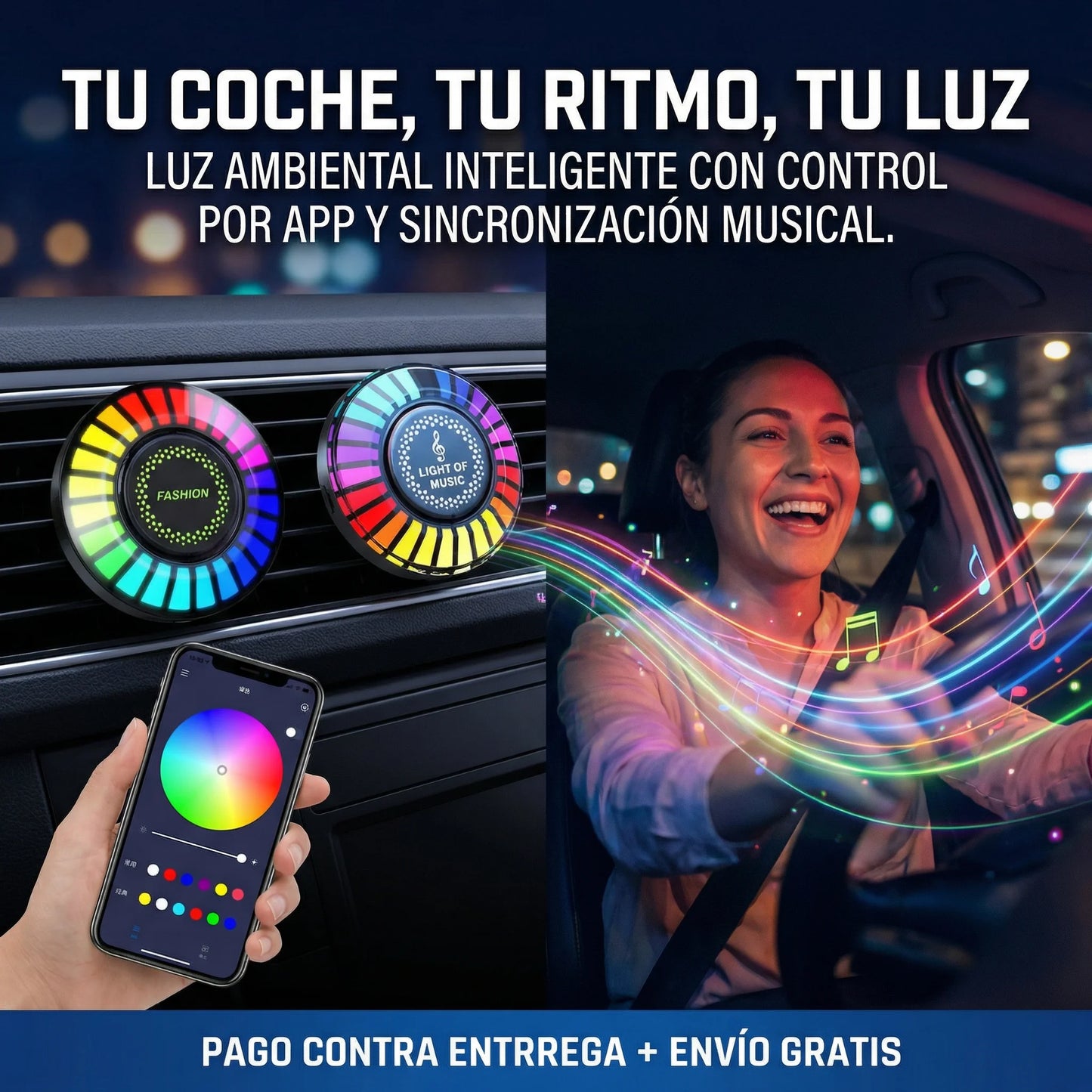 X2 Luces Musical LED RGB Aromaterapia – Ambiente Premium en Cada Trayecto🌈