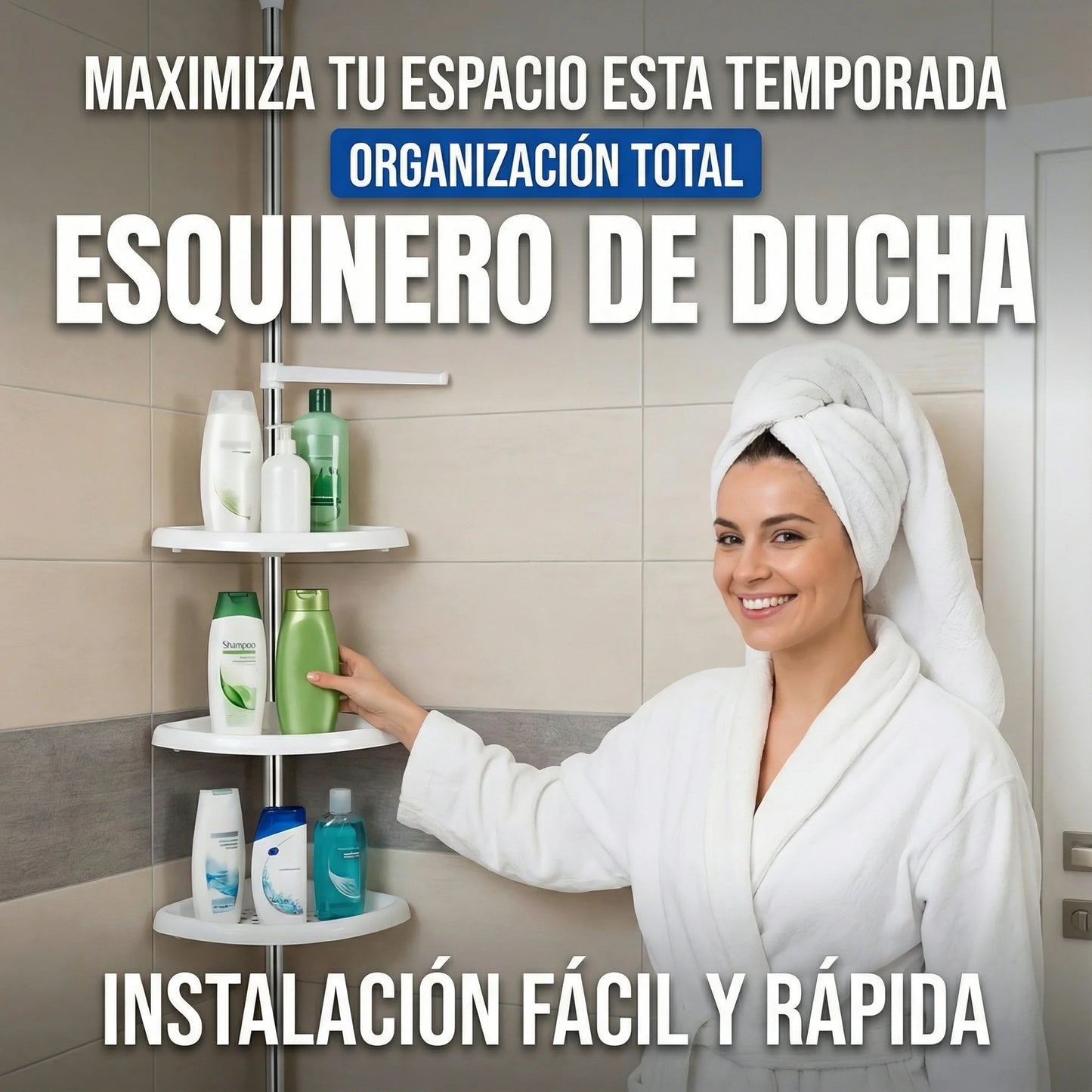 Organizador Esquinero de Baño MaxCorner™ | Más espacio sin perforar🛁