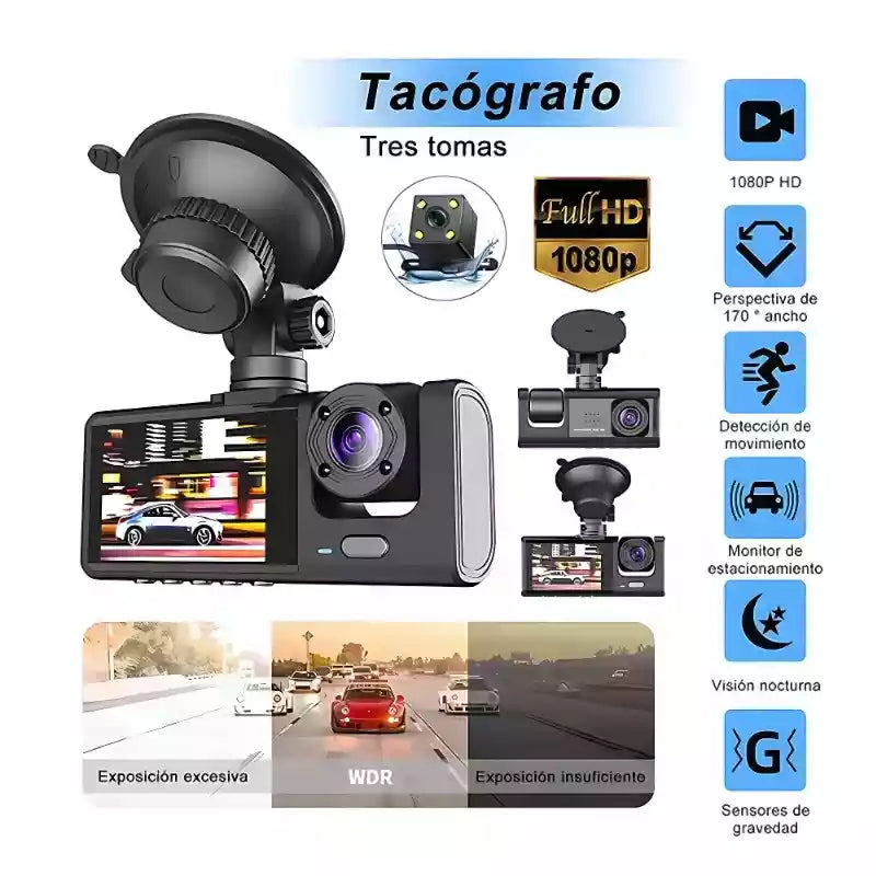 Cámara de Seguridad para Auto 3 en 1: ¡Vigila, Protege y Conduce con Confianza! 🛡️
