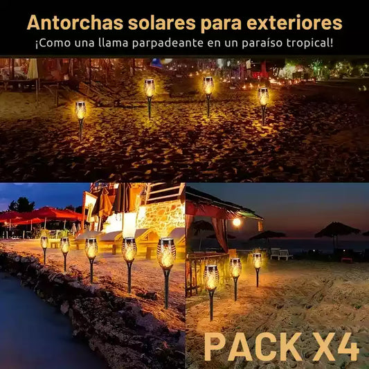 ¡Linternas Solares Antorcha PACK X4: Ilumina Tus Noches con Magia y Estilo Sin Límites!🔥