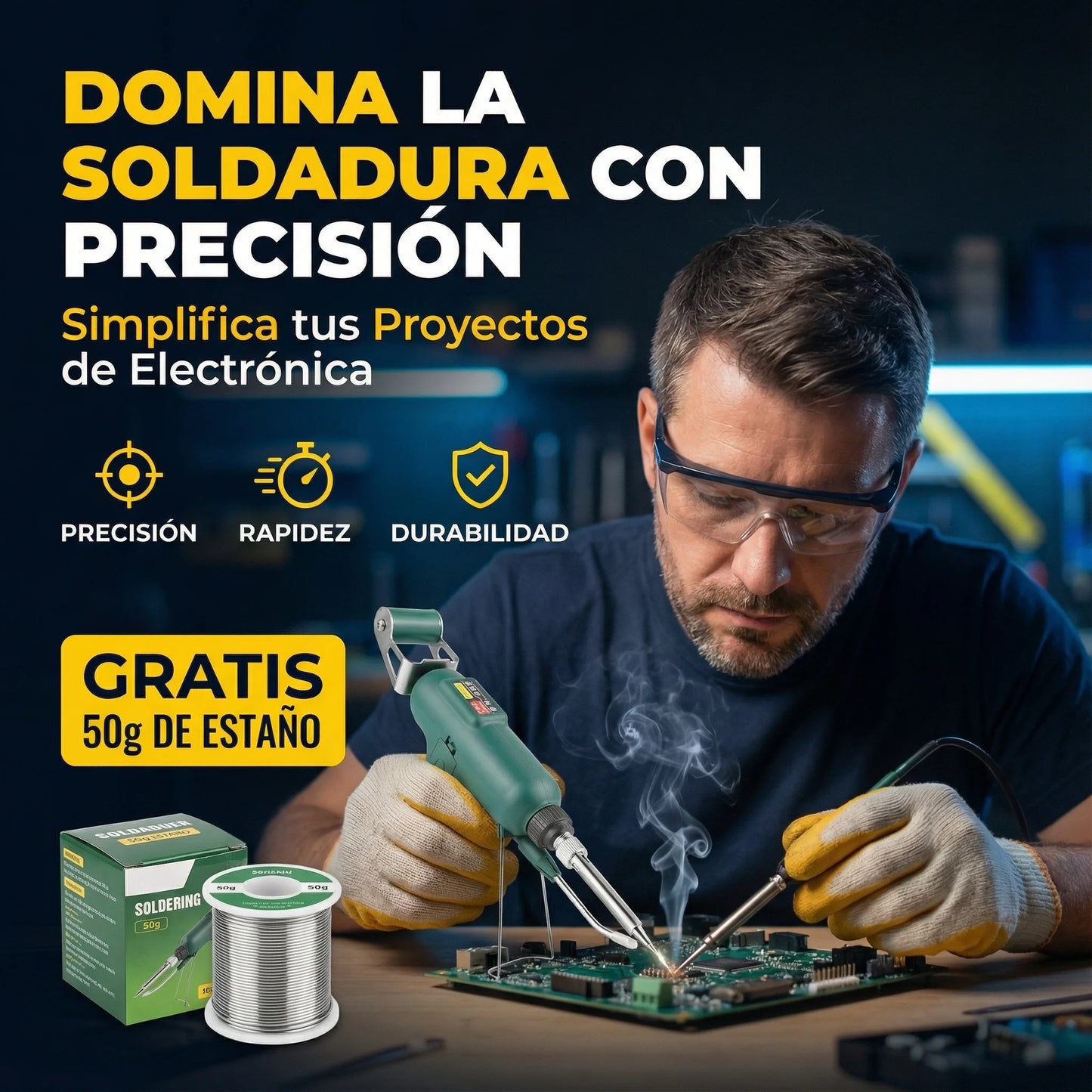 Soldador Eléctrico 80W de Alta Eficiencia Con 50G de Estaño – Precisión Profesional en Tus Manos
