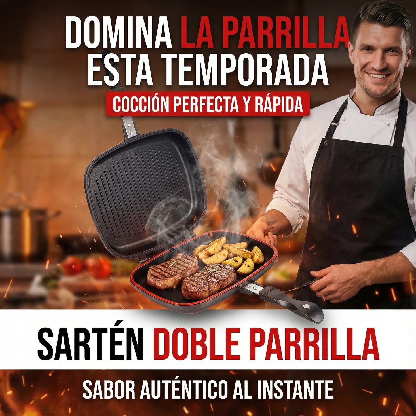 Sartén para Barbacoa de Doble Cara🍳