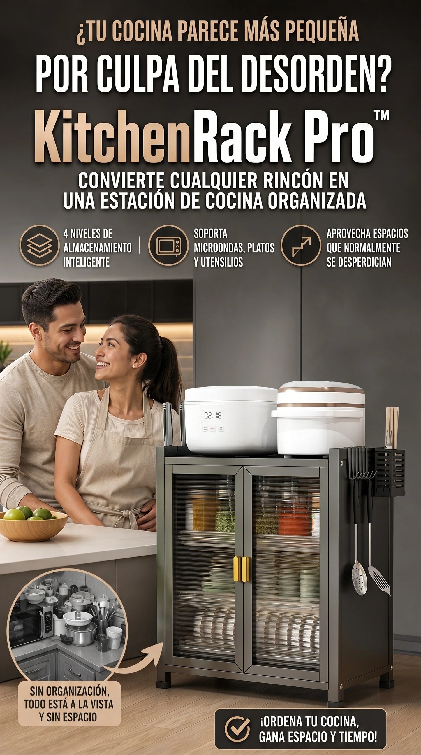 KitchenRack Pro™ + Más Espacio y Orden para tu Cocina