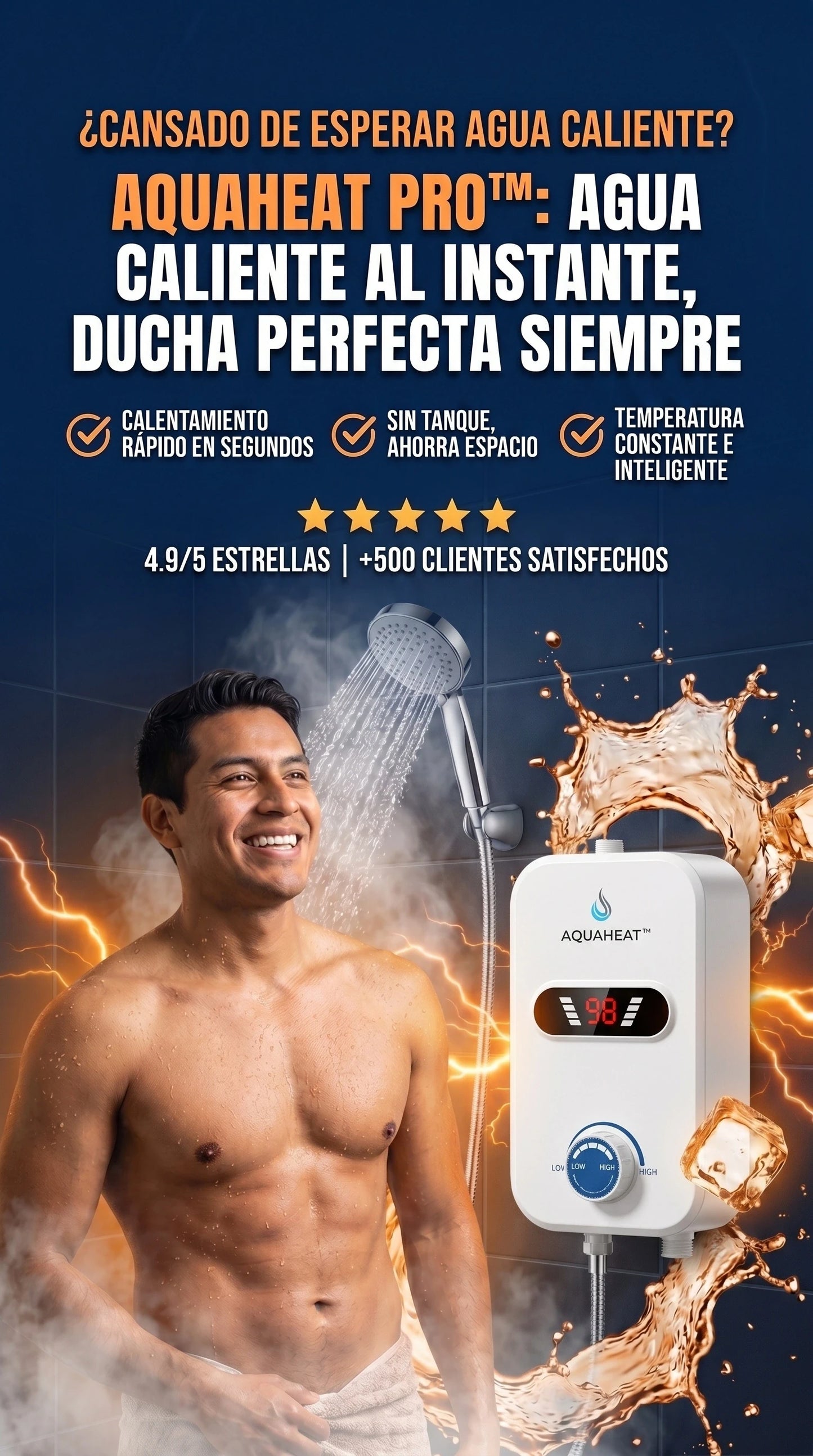 AquaHeat Pro™ | Agua Caliente al Instante para Duchas Más Cómodas