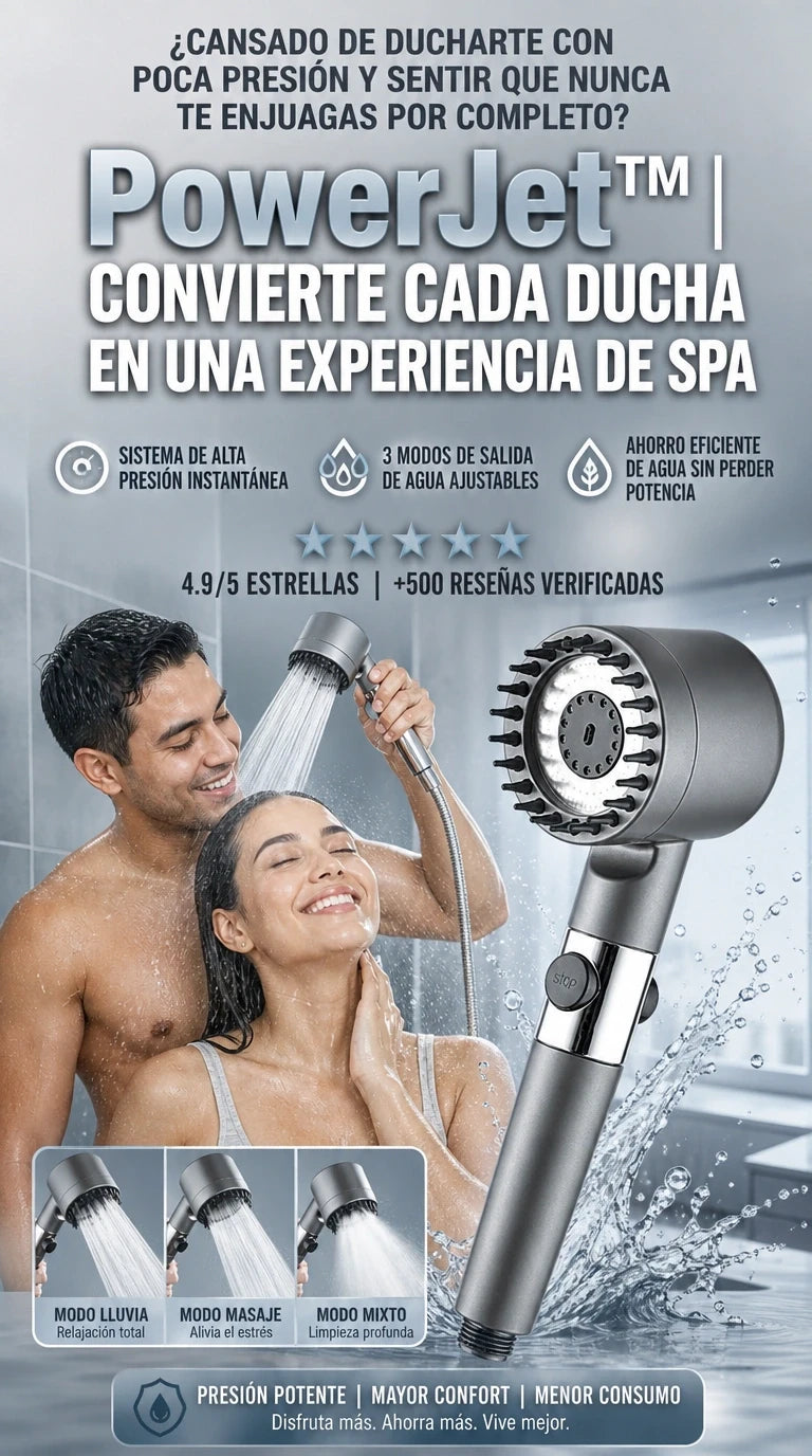 PowerJet 3 Modos™ | Más Presión y Confort en Cada Ducha
