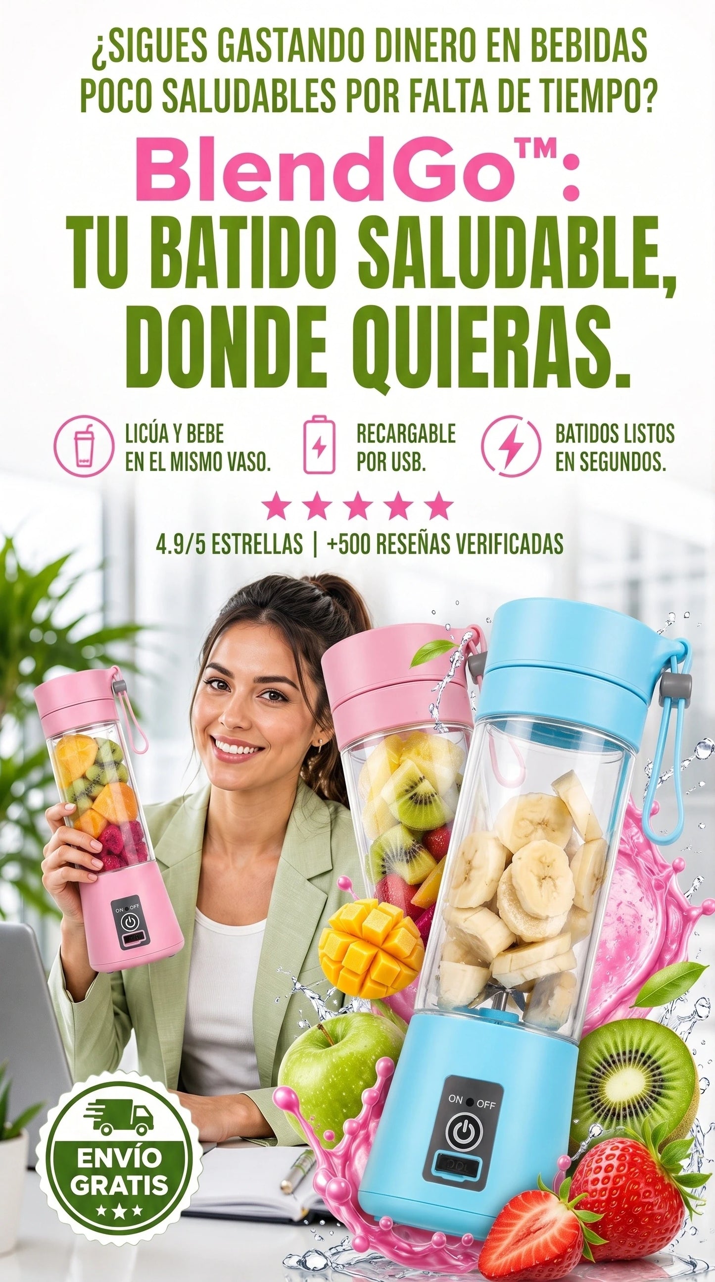 BlendGo™ | Batidos frescos y saludables donde quieras 🥤⚡