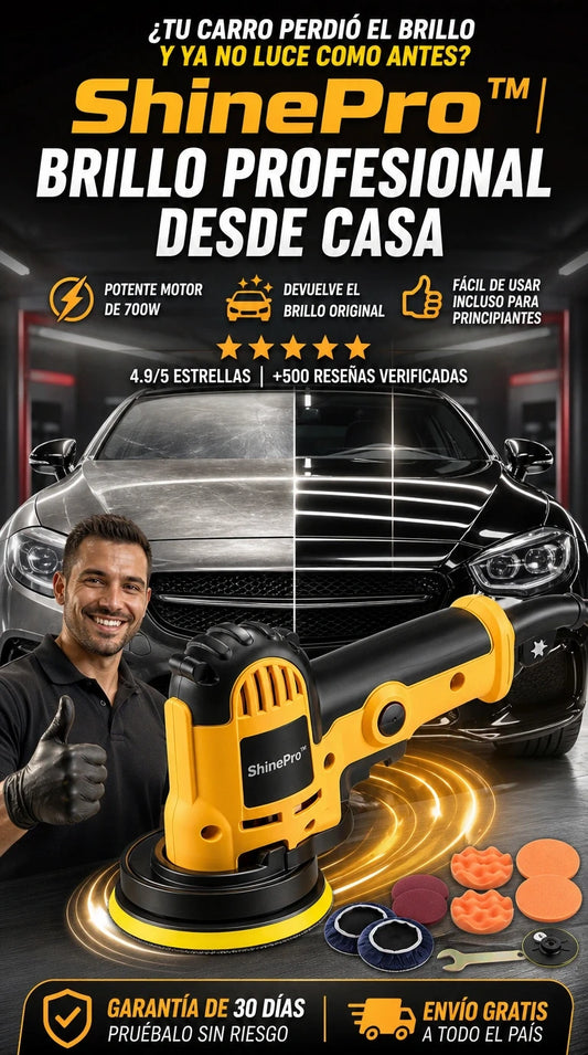 ShinePro™ Pulidora Eléctrica Automotriz | Devuélvele el brillo profesional a tu vehículo desde casa