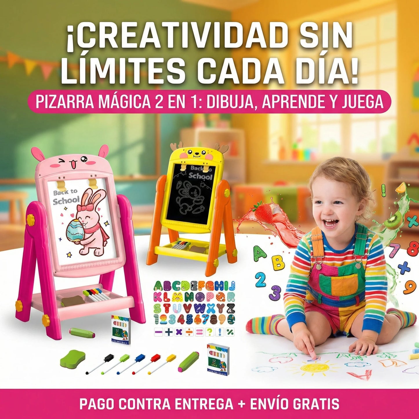 Pizarra Montessori Doble Cara – Aprende Jugando Todos los Días🧠