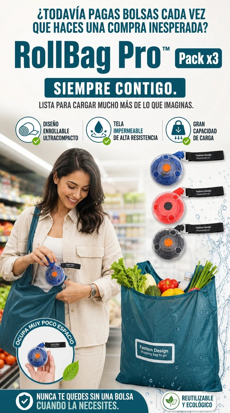 RollBag Pro Pack x3 | Lleva más compras ocupando menos espacio