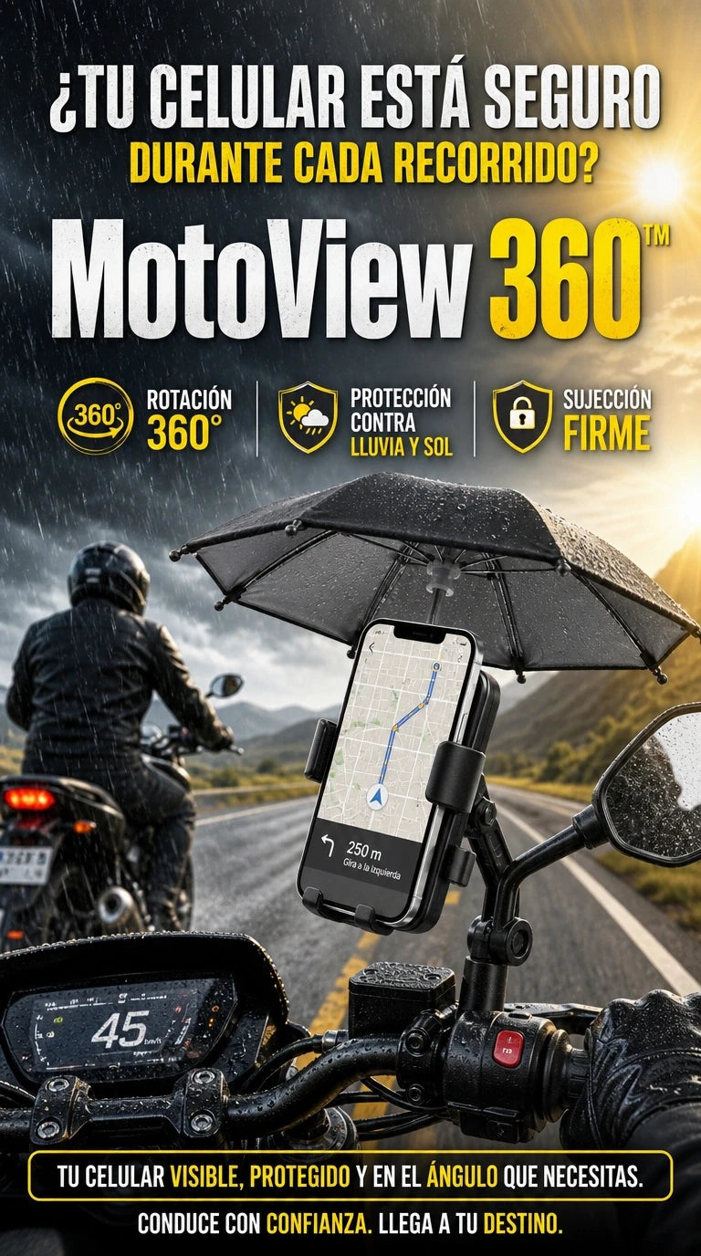 MotoView 360™ — Tu celular protegido y siempre visible durante el recorrido
