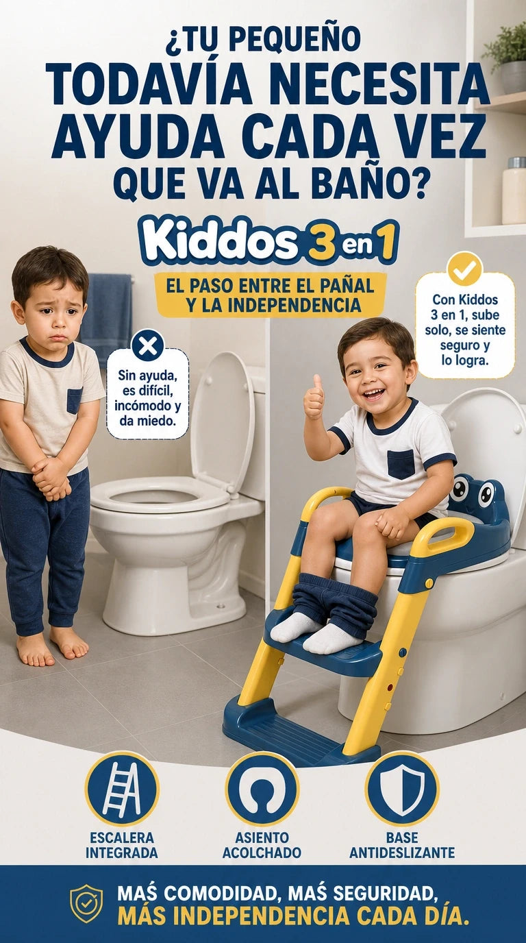 Asiento Entrenador Kiddos 3 en 1 — Más autonomía y seguridad al ir al baño
