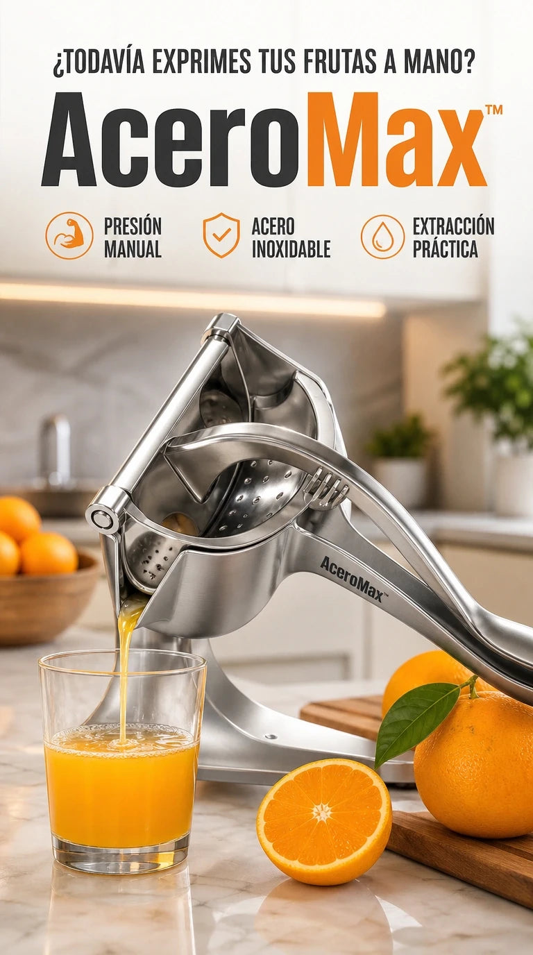 Exprimidor AceroMax — Jugos frescos sin esfuerzo