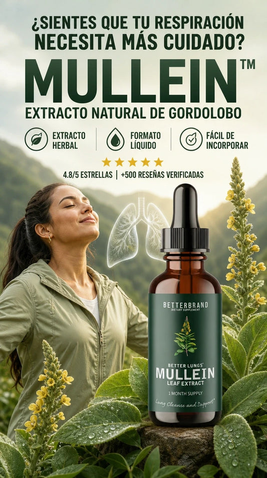 mullein Extracto Natural de Hoja de Gordolobo + Bienestar Respiratorio