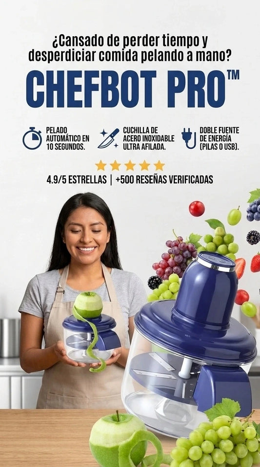 ChefBot Pro: Automatiza el pelado de tus alimentos en 20 segundos sin esfuerzo ni desperdicio.