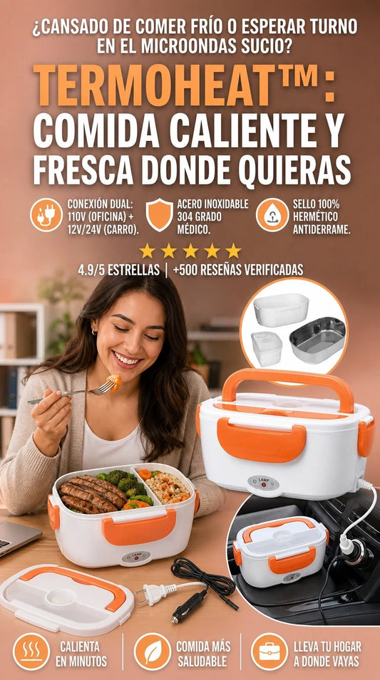 TermoHeat Pro: Disfruta de almuerzos calientes y caseros en segundos, sin depender de microondas ni gastar en la calle