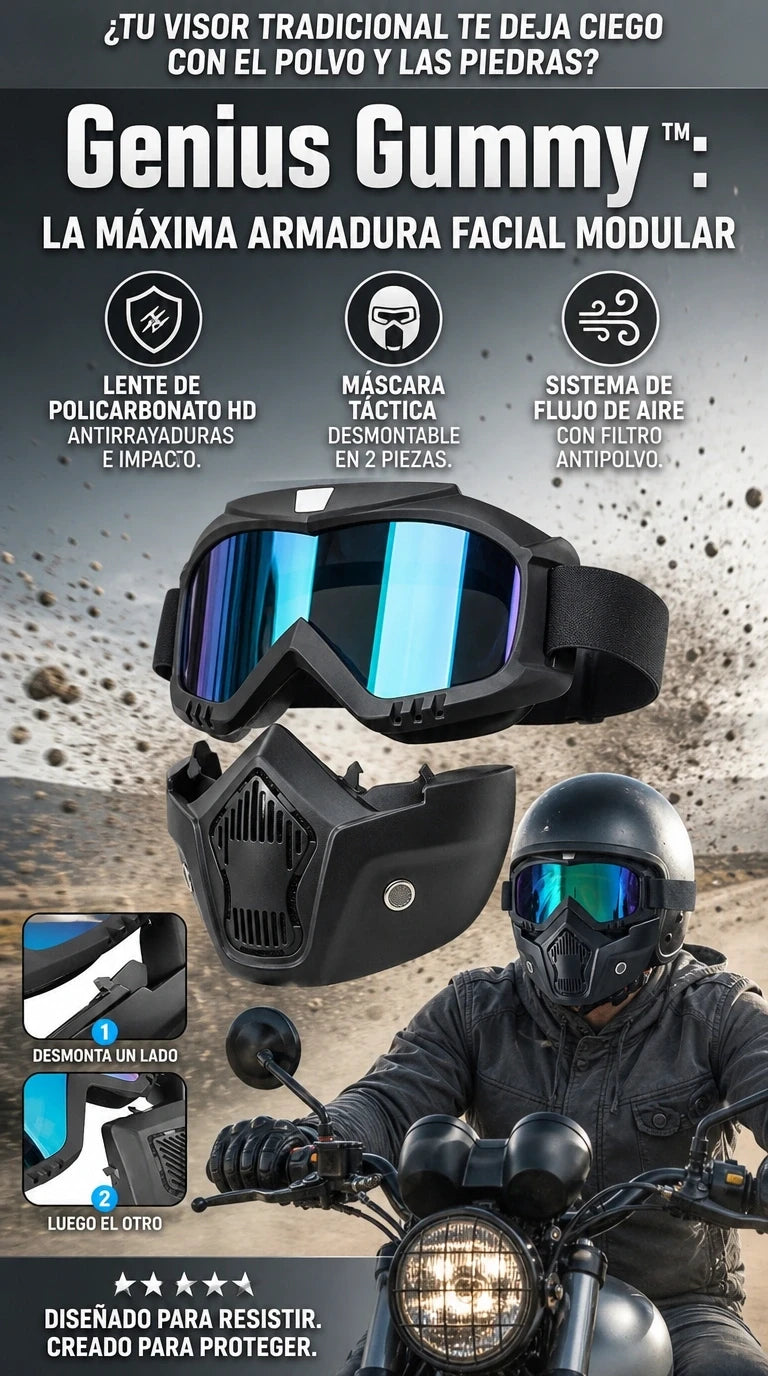 ShadowArmor Pro + Escudo facial desmontable con protección total antiviento y anti-UV para rodar sin límites.