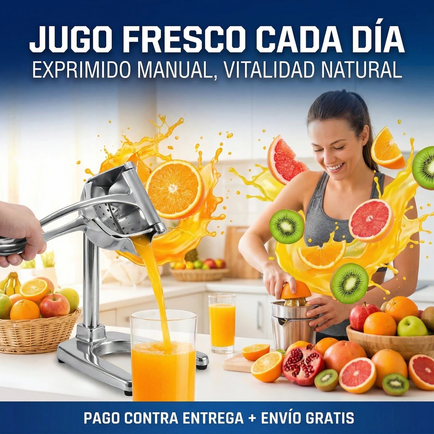 Exprimidor Manual ProSteel™ – Jugo sin esfuerzo, máximo rendimiento🍊